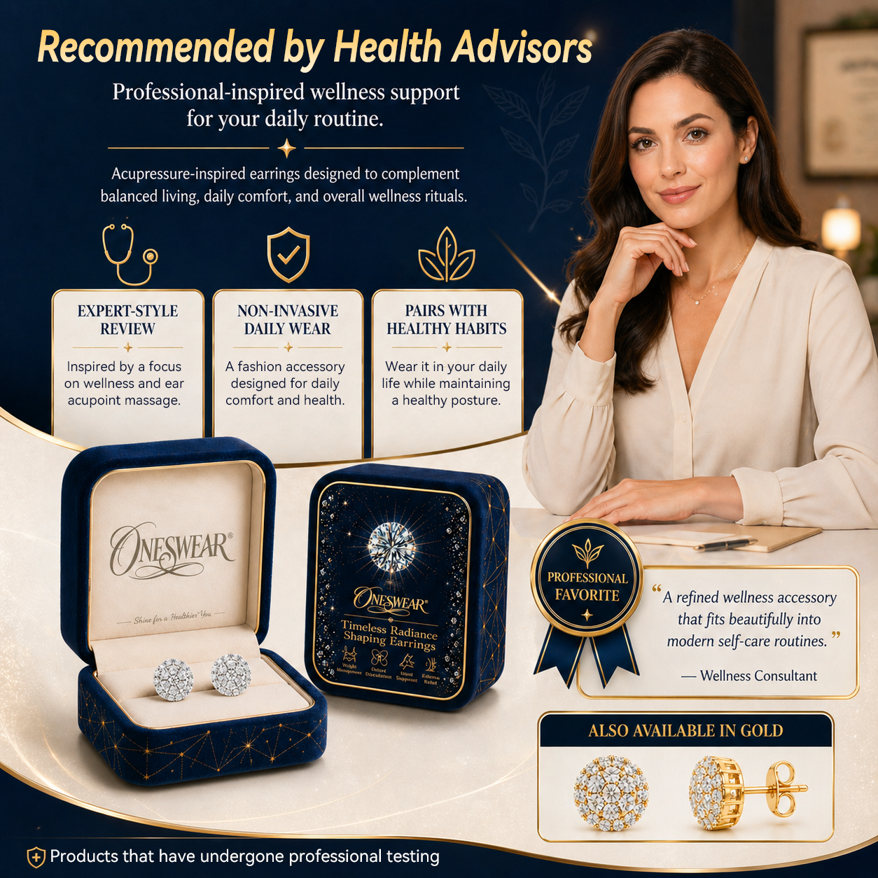 🔥 90% OFF TODAY: Oneswear® Timeless Radiance Shaping Earrings-✨Helps support weight management, reduce water retention, and promote healthy circulation