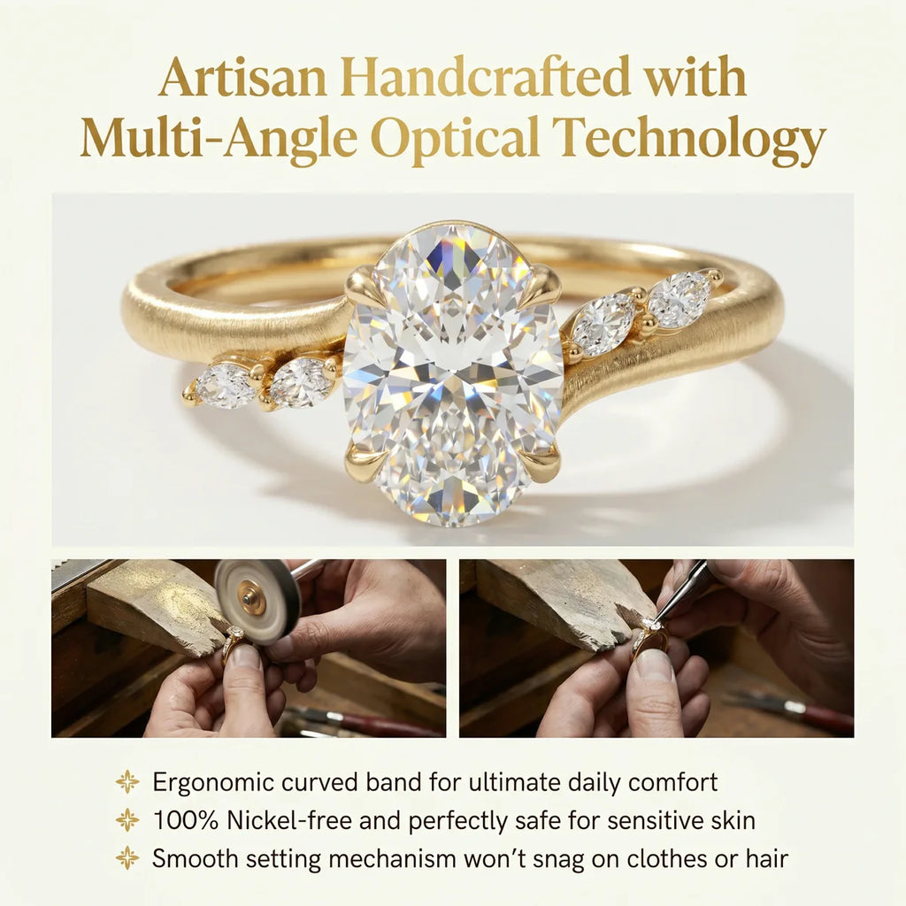 🔥 LAST DAY 90% OFF: Multi-Angle Optical Cut Finger-Slimming D-Color VVS1 Flawless Moissanite Asymmetrical Vine Ring