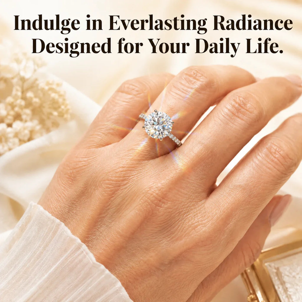 🔥 LAST DAY 90% OFF: Ultimate Brilliance Cut Travel-Safe Flawless 3-Carat Round Hidden Halo Moissanite Ring