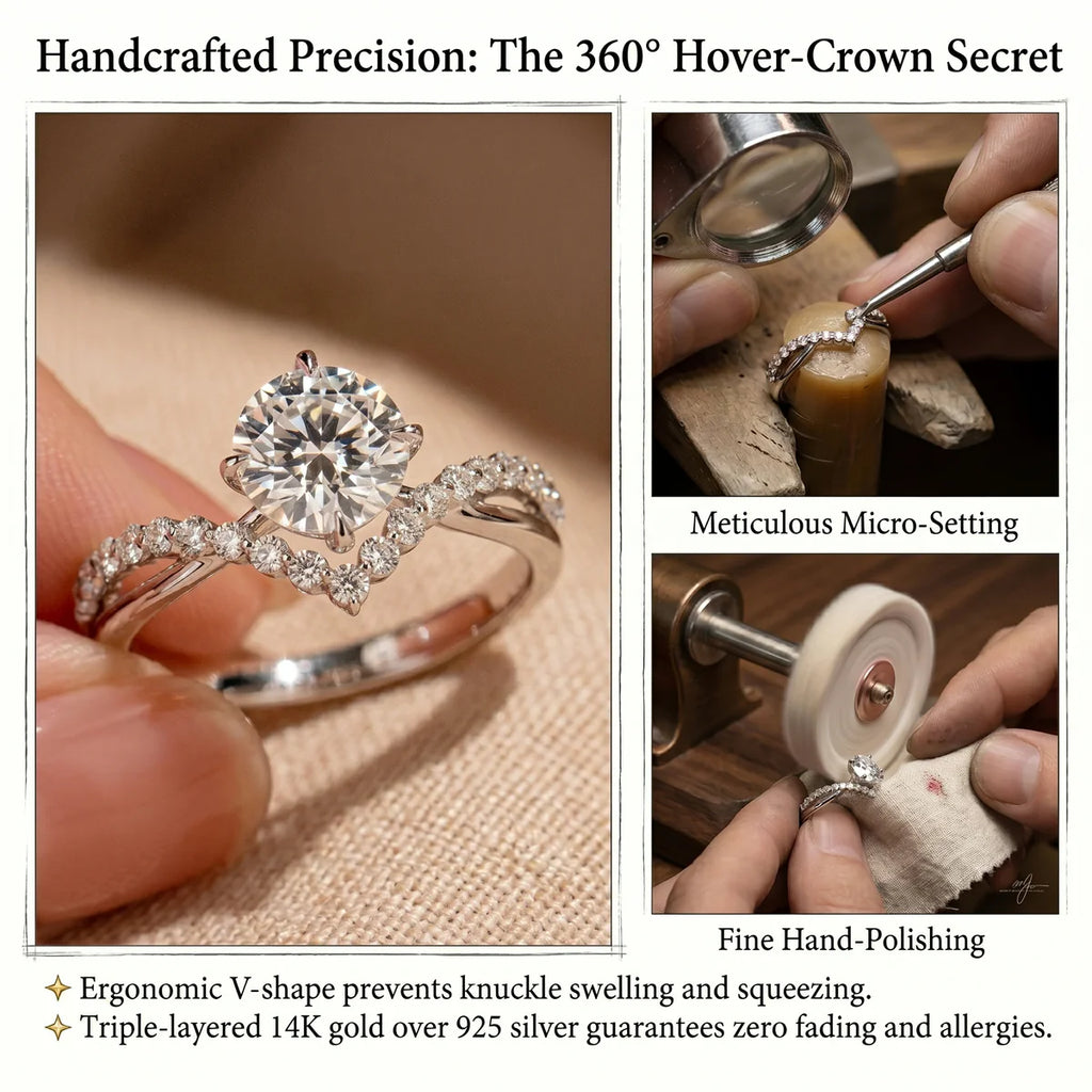 🔥 LAST DAY 90% OFF: 360° Hover-Crown Finger-Elongating D-Color VVS1 Flawless Infinity-V Cross Moissanite Ring