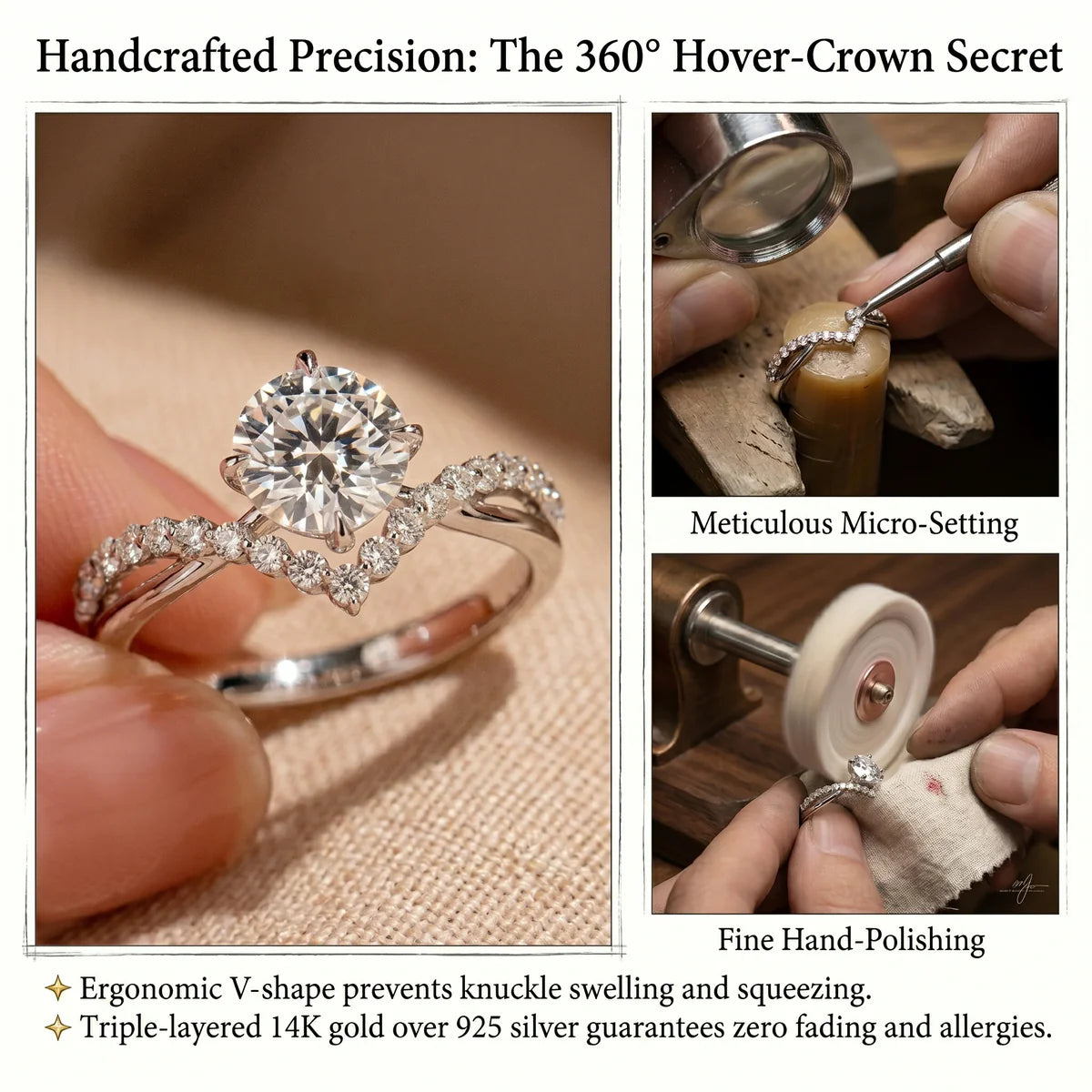 🔥 LAST DAY 90% OFF: 360° Hover-Crown Finger-Elongating D-Color VVS1 Flawless Infinity-V Cross Moissanite Ring