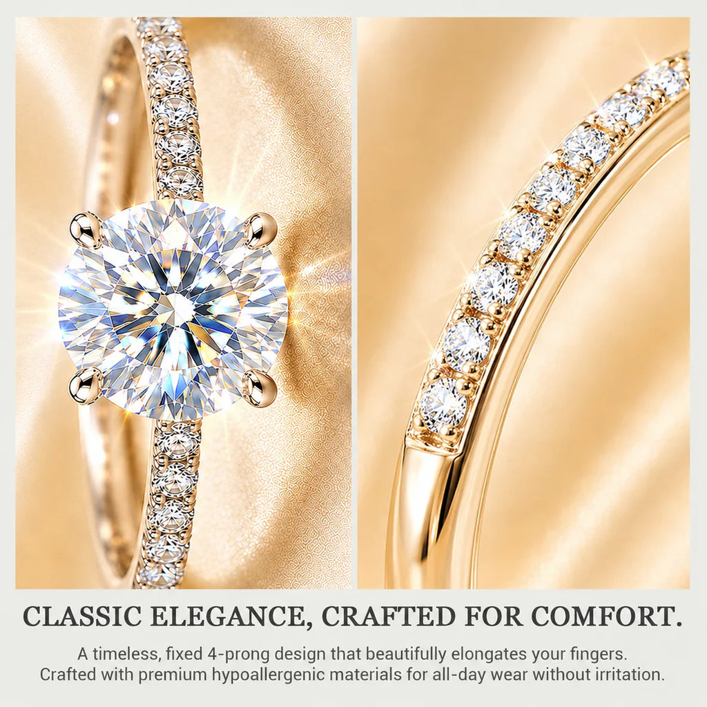 🔥 LAST DAY 90% OFF: Ultimate Brilliance Cut Travel-Safe Flawless 3-Carat Round Hidden Halo Moissanite Ring