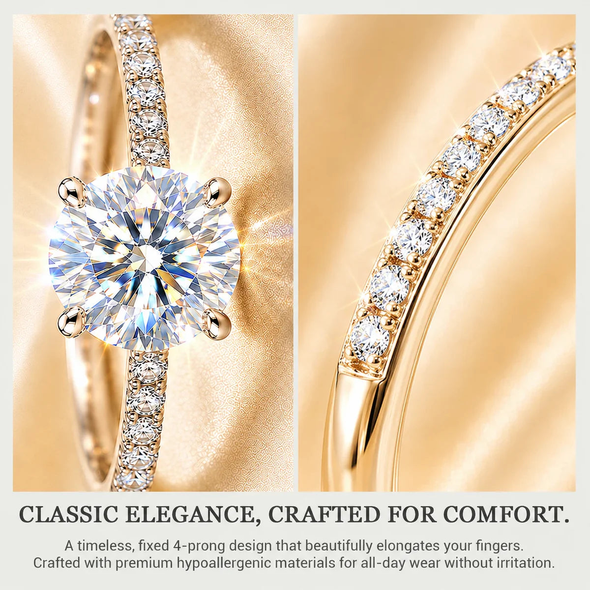 🔥 LAST DAY 90% OFF: Ultimate Brilliance Cut Travel-Safe Flawless 3-Carat Round Hidden Halo Moissanite Ring