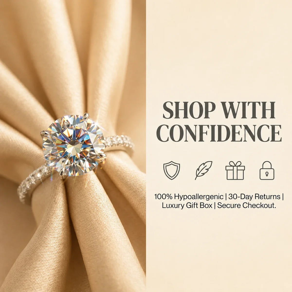 🔥 LAST DAY 90% OFF: Ultimate Brilliance Cut Travel-Safe Flawless 3-Carat Round Hidden Halo Moissanite Ring