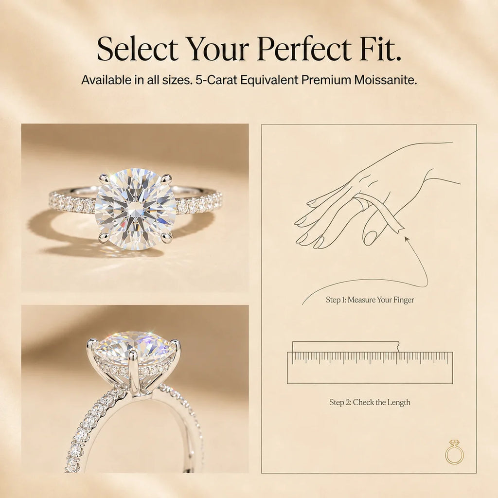 🔥 LAST DAY 90% OFF: Ultimate Brilliance Cut Travel-Safe Flawless 3-Carat Round Hidden Halo Moissanite Ring