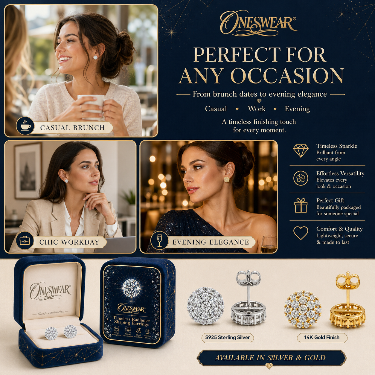 🔥 90% OFF TODAY: Oneswear® Timeless Radiance Shaping Earrings-✨Helps support weight management, reduce water retention, and promote healthy circulation