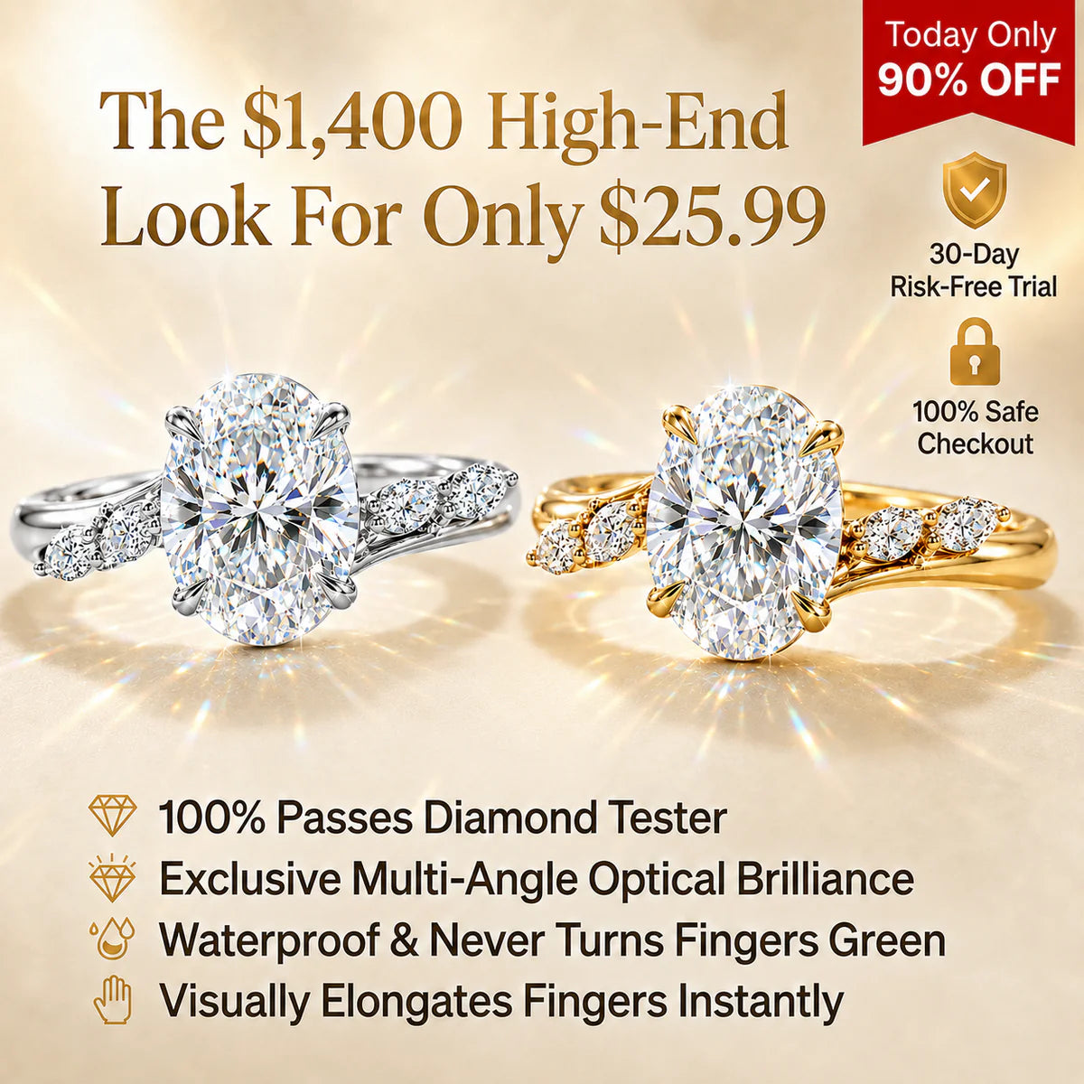 🔥 LAST DAY 90% OFF: Multi-Angle Optical Cut Finger-Slimming D-Color VVS1 Flawless Moissanite Asymmetrical Vine Ring