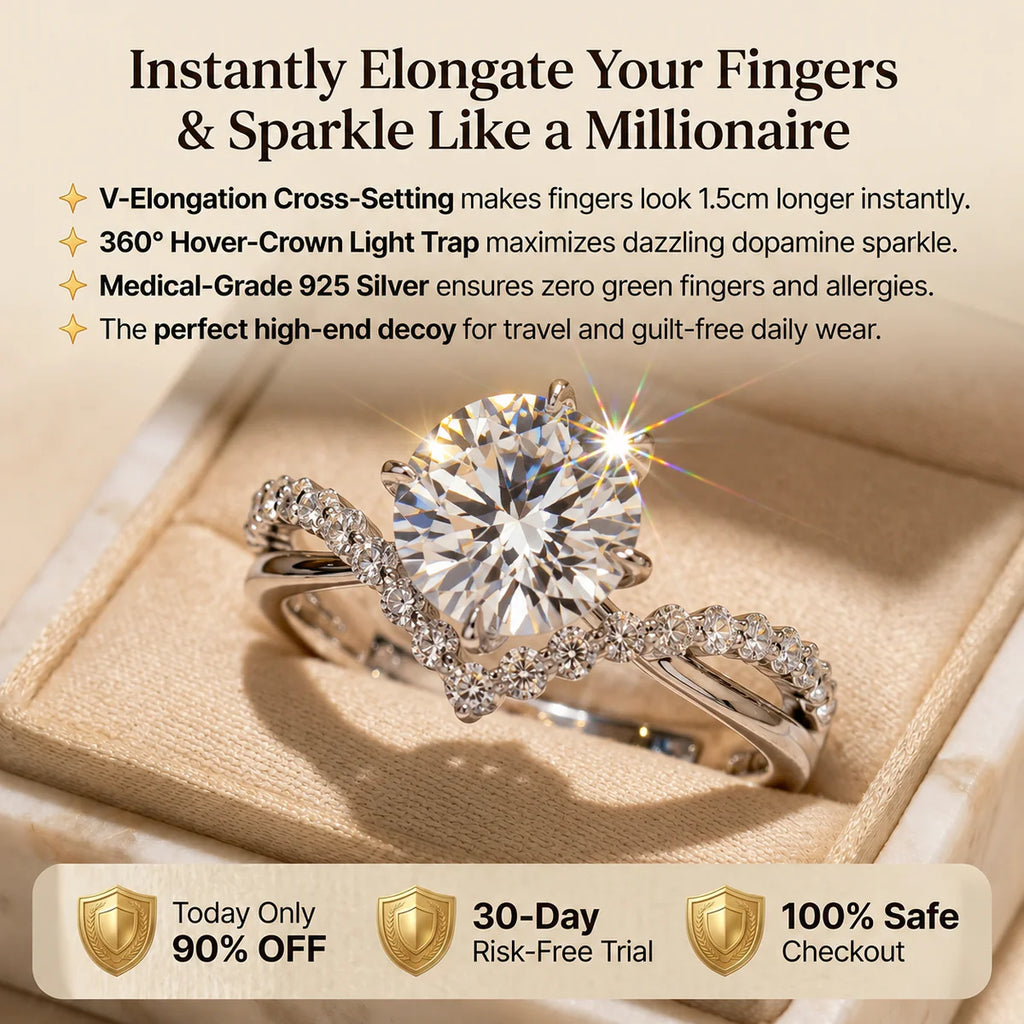 🔥 LAST DAY 90% OFF: 360° Hover-Crown Finger-Elongating D-Color VVS1 Flawless Infinity-V Cross Moissanite Ring