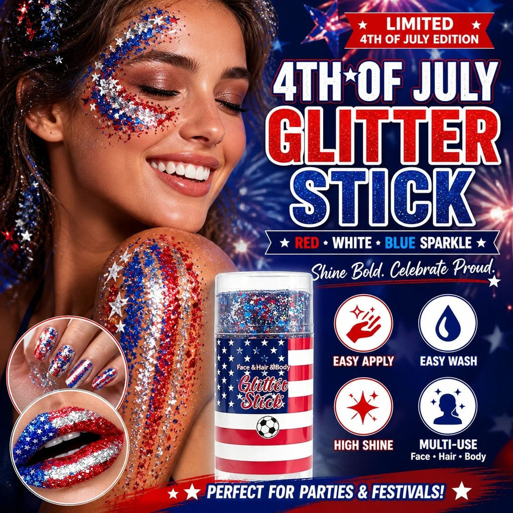 🦅4th of July Glitter Stick✨Red, White & Blue Body & Hair Sparkle