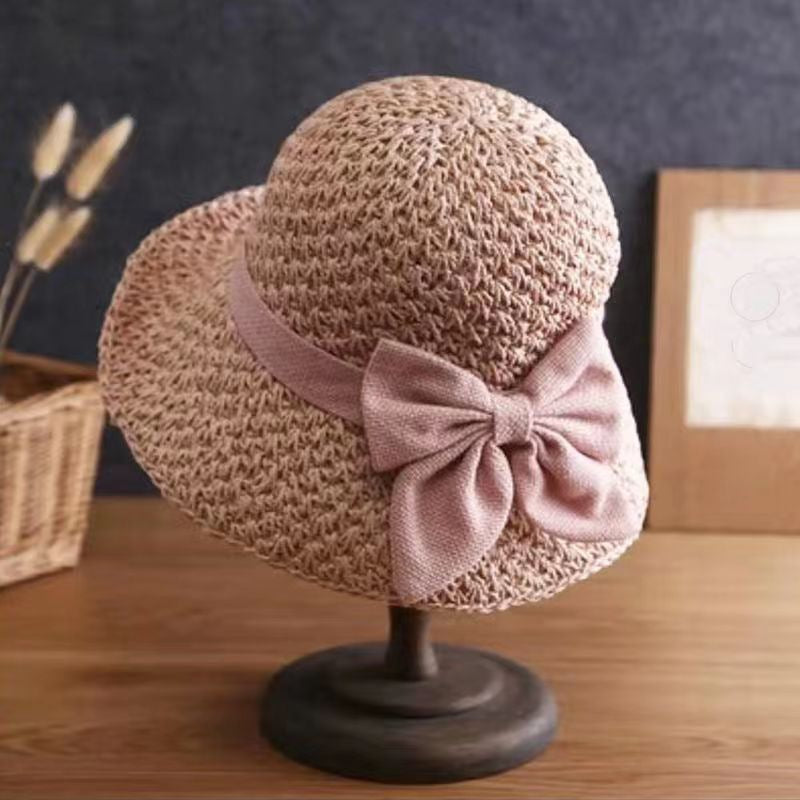 🔥✨Straw Hat with Retro Bow – Foldable & Breathable for Summer